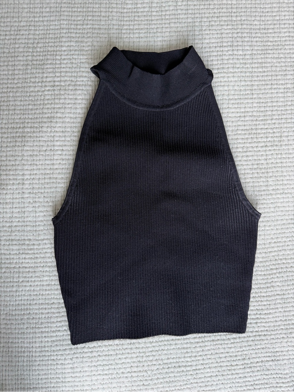 Babaton Black Ribbed Mock Neck Tank